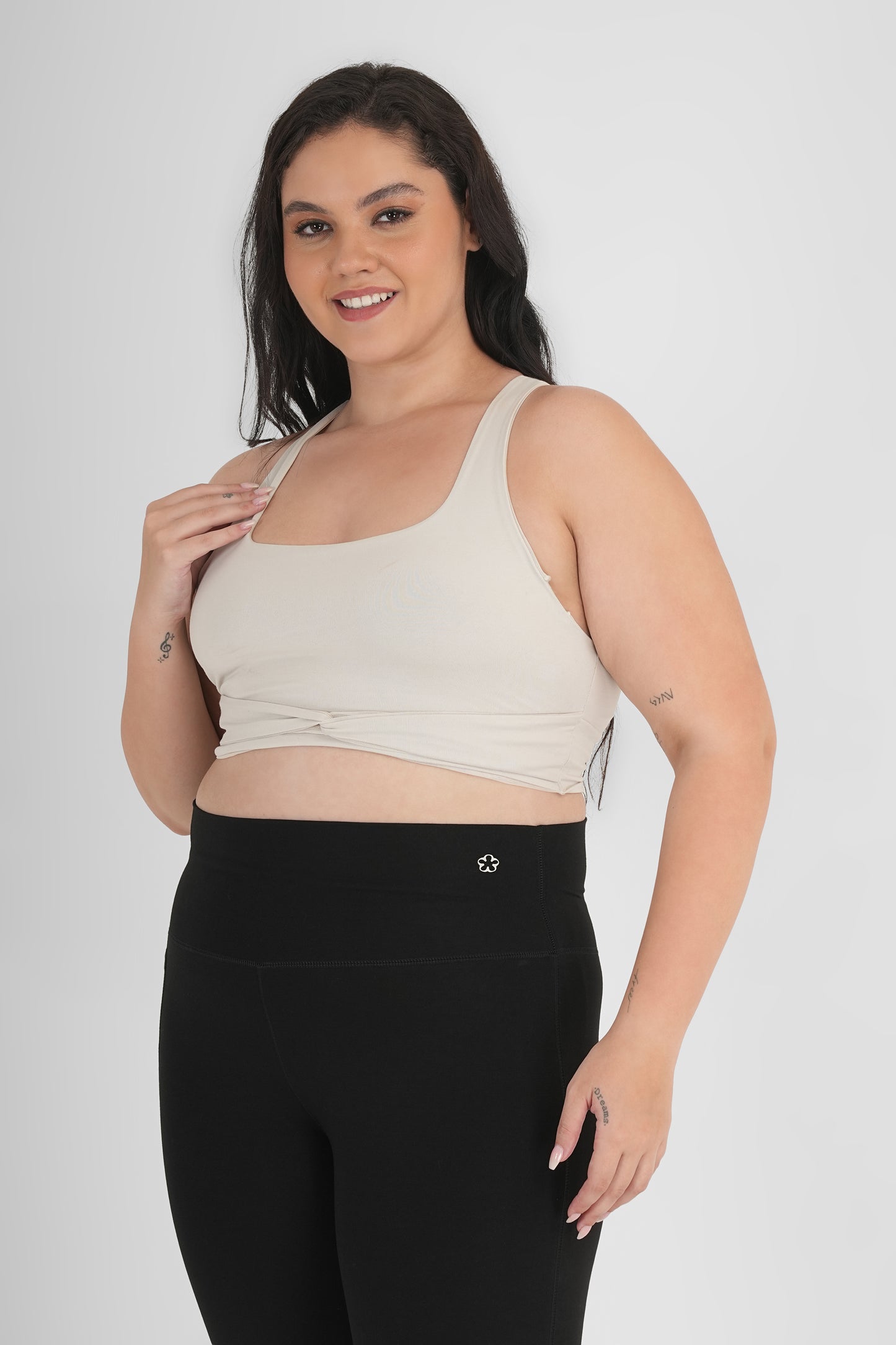 Ash Snug Fit Athletic Sports Bra Unbleached Cotton