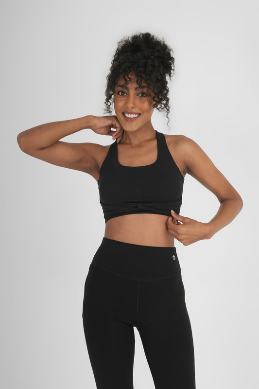 Ash Snug Fit Athletic Sports Bra Black