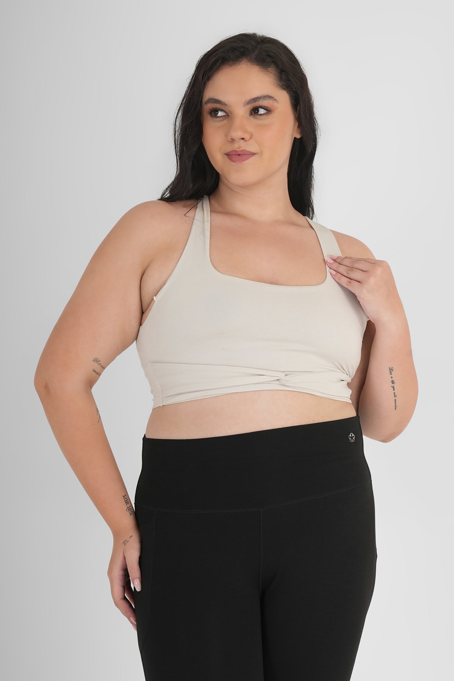 Ash Snug Fit Athletic Sports Bra Unbleached Cotton