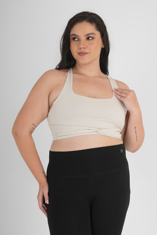 Ash Snug Fit Athletic Sports Bra Unbleached Cotton
