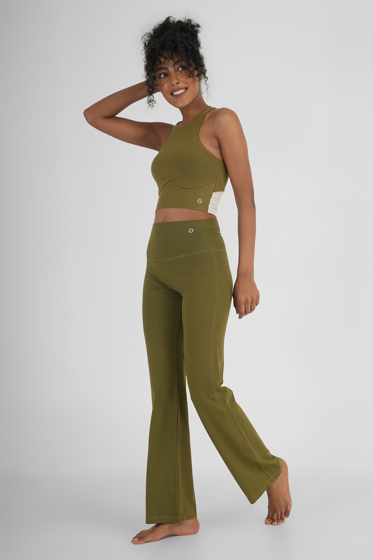 Flattering Flare Soft Yoga Pants Kelp