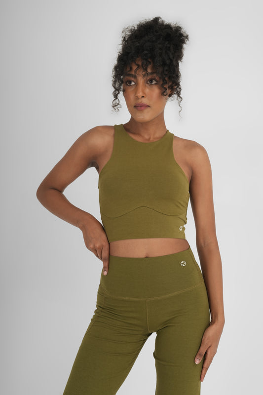 Snug Fit Athletic Sports Tank Kelp