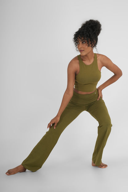 Flattering Flare Soft Yoga Pants Kelp