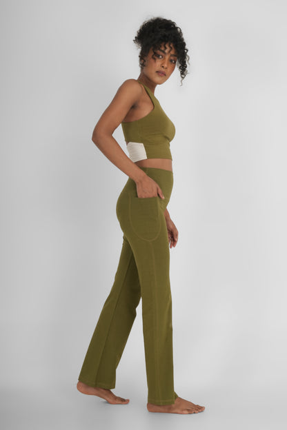 Flattering Flare Soft Yoga Pants Kelp